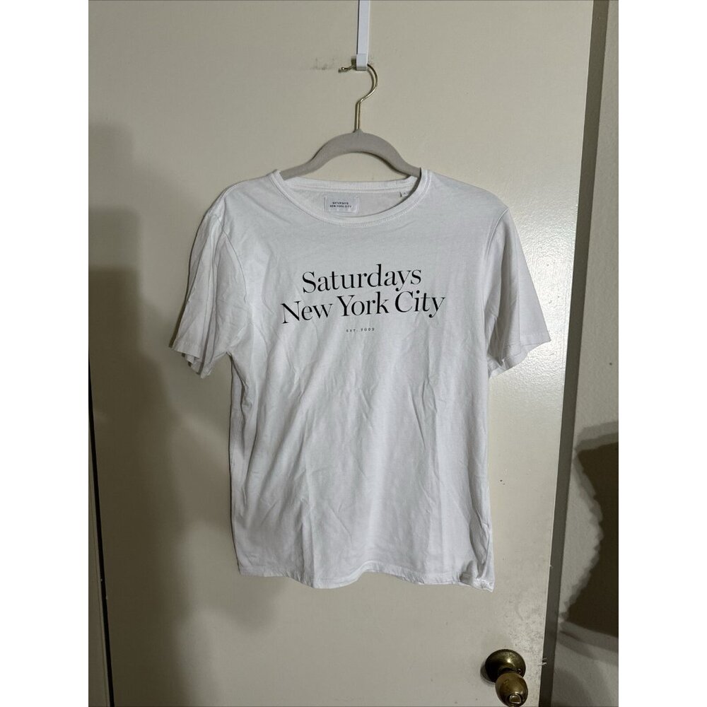 Saturdays New York City T Shirt White Crew Neck Short Sleeve Graphic Size Small